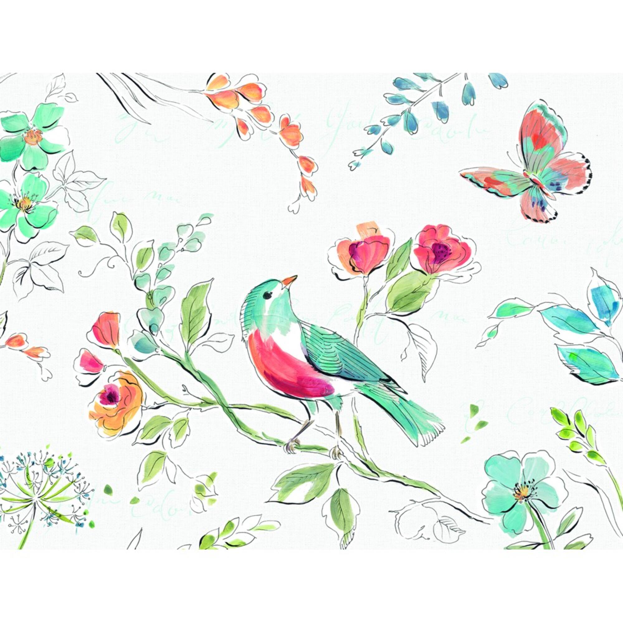 JAM Paper 3.875" x 5" Watercolor Bird Go Green Blank Note Card Set, 16ct.